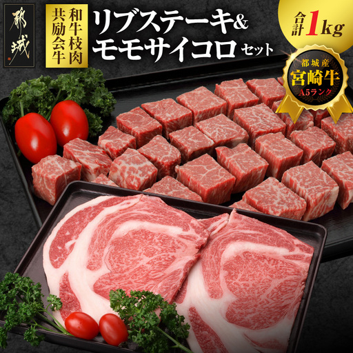【和牛枝肉共励会牛】(A5)宮崎牛リブ&モモサイコロステーキセット_29-25-013_(都城市) 宮崎県 宮崎牛 リブロース モモ ステーキサイコロ 品評会出展牛 特別セット