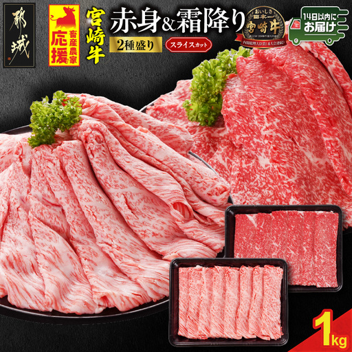 畜産農家応援! 宮崎牛スライス2種セット500g×2パック≪みやこんじょ快速便≫_19-N2-001-1000-R