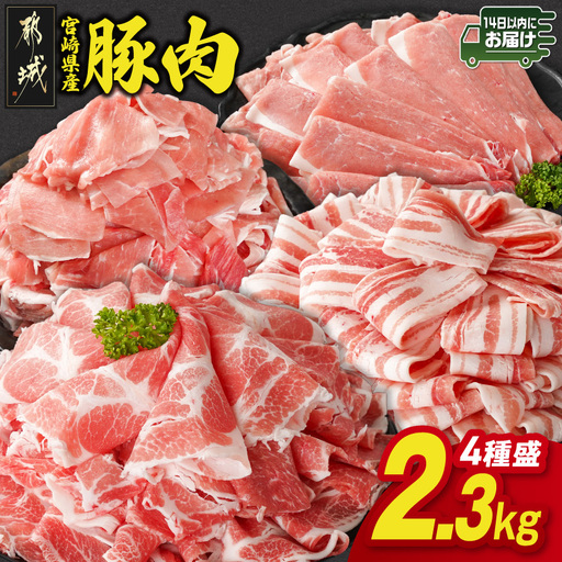 宮崎県産豚肉バラエティ2.3kgセット≪みやこんじょ快速便≫〔13-N2-014-2300-R〕_(都城市) 宮崎県産豚 大容量 バラスライス 肩ロース又はローススライス モモスライス 小間切れ 豚肉 使い勝手抜群 ミヤチク