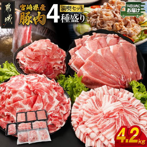 宮崎県産豚肉たっぷり4.2kgセット≪みやこんじょ快速便≫〔19-N2-015-4200-R〕_(都城市) ギャル曽根さんおすすめの豚肉返礼品 豚肉