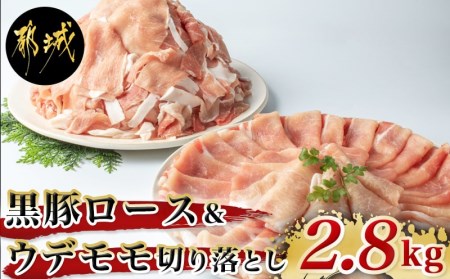 黒豚ロース&ウデモモ切り落とし2.8kg_AC-2511_(都城市) 豚肉 都城産黒豚ロース肉 500g×2パック ウデモモ切落とし 300g×6パック 計2.8キロ ポーク 冷凍 セット おかず しゃぶしゃぶ 野菜炒め