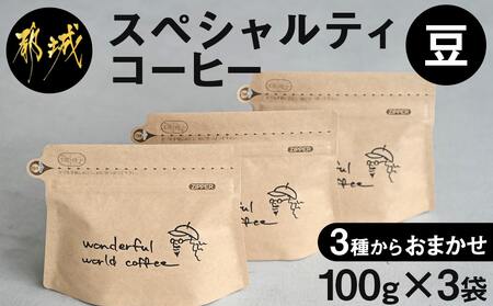 スペシャルティコーヒー(豆)100g×3袋セット_12-C502_(都城市) コーヒー豆 ダークロースト・ミディアムロースト・ライトロースト お任せで3袋 計300g 焙煎の違い 焙煎時間 風味 コク 酸味 甘み 珈琲豆