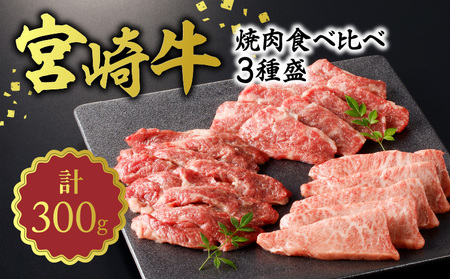 宮崎牛焼肉食べ比べ3種盛合計300g N0140-