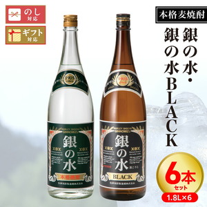 【本格麦焼酎】銀の水・銀の水BLACK 1.8L 6本セット N076-YF100
