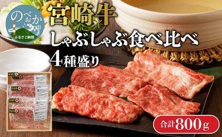 [数量限定]宮崎牛しゃぶしゃぶ食べ比べ4種盛り 200g×4種