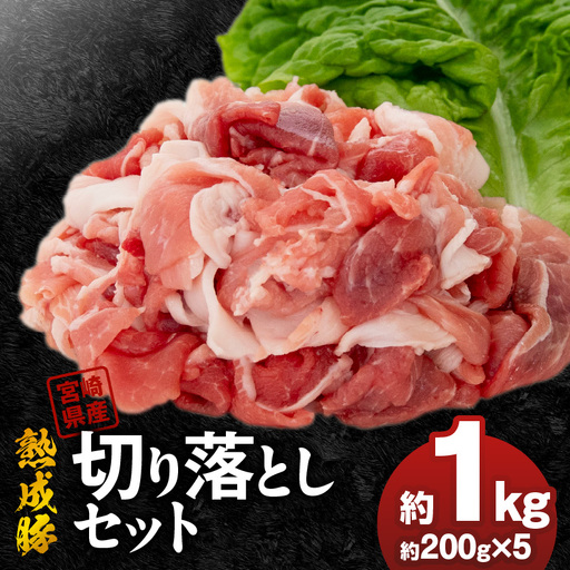 宮崎県産熟成豚 切り落としセット 約200g×5個