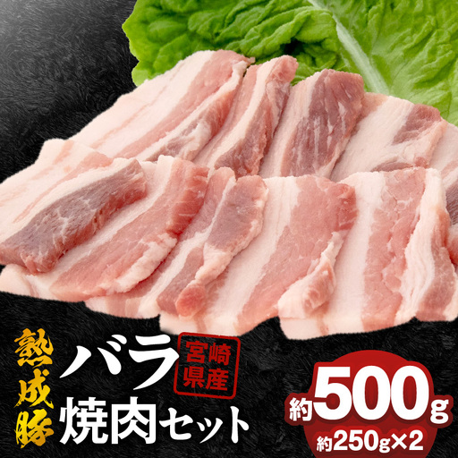 宮崎県産熟成豚 バラ焼肉セット 約250g×2個
