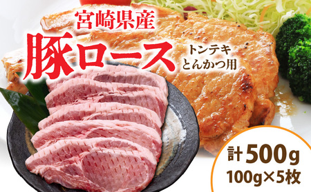 宮崎県産 豚ロース (トンテキ・とんかつ用) 計500g 肉 豚肉 ポーク 国産 食品 万能食材 真空パック 簡単調理 おかず お弁当 おつまみ 豚丼 焼肉 炒め物 カレー ステーキ おすすめ ご褒美 お祝い 記念日 日南市 送料無料_AA62-24