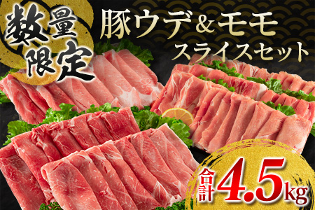 ≪数量限定≫豚ウデ＆モモ肉スライスセット(合計4.5kg)　肉　豚　豚肉 CB61-23