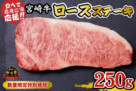 [内閣総理大臣賞受賞]A4等級以上 宮崎牛 ロースステーキ 250g(牛肉 黒毛和牛 畜産農家応援 ロース ステーキ 赤身 数量限定)