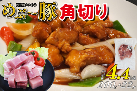 [地元ブランド豚]めぶ〜豚 角切り 4.4kg(豚肉 豚 お肉 肉 角切り 煮物 酢豚 真空 小分け)
