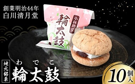 [地元銘菓]輪太鼓(わでこ) 10個入 (輪太鼓 わでこ 老舗 ブッセ お餅 餅 餡子 銘菓 お菓子 宮崎 小林市)