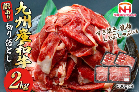 牛肉 訳あり 日本ハム 九州産 和牛 切り落とし 500g 4p 計 2kg [日本ハムマーケティング 宮崎県 日向市 452061135] 冷凍 小分け 個包装 牛 すき焼き もも肉 モモ肉 牛バラ 牛肩