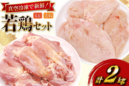 鶏肉 セット 宮崎県産 若鶏 もも身 むね身 各 1kg 計2kg セット [TRINITY 宮崎県 日向市 452061340] 業務用 とり肉 もも もも肉 モモ モモ肉 鶏肉もも むね肉 むね ムネ肉 胸 宮崎 詰め合わせ 冷凍 肉