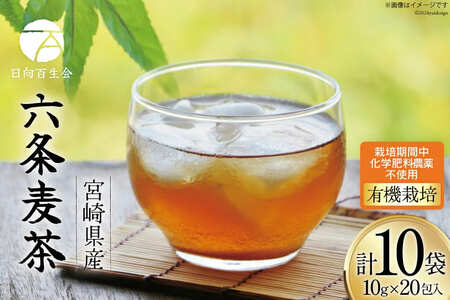 お茶 六条麦茶 ( 10g 20包 ) 10袋 [日向百生会 宮崎県 日向市 452061128] 麦茶 むぎ茶 水出し 煮出し ティーバッグ 国産 ノンカフェイン