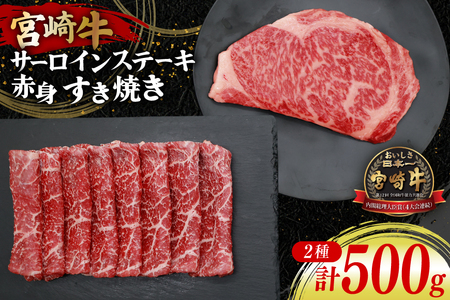 牛肉 宮崎牛 サーロインステーキ 200g & 赤身 すき焼き肉 300g 計500g [YAMATO 宮崎県 日向市 452061445]