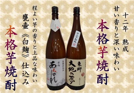 焼酎 芋 あくがれ白麹・大地の夢 1800ml×各1本 [七福酒店 宮崎県 日向市 452060401] 甕壷 本格焼酎 白麹 25度 28度