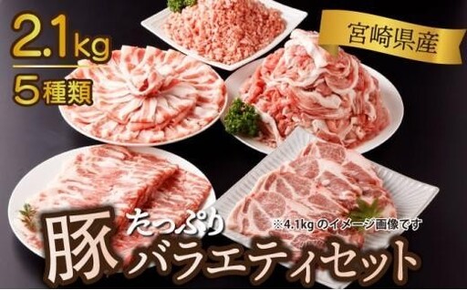 [2026年6月発送]宮崎県産豚バラエティー2.1kgセット_K033