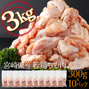 KU365 便利な小分け10袋！宮崎県産若鶏もも肉 計3kg（300g×10袋）【スーパーほりぐち】