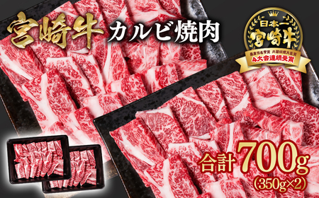 [宮崎牛]カルビ(肩ロース)焼肉700g 4等級以上 国産牛肉[1.6-14]Y