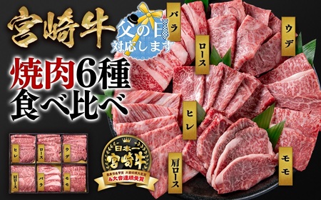 [父の日ギフト][宮崎牛]ミヤチク 6種盛り焼肉 食べ比べセット計600g 4等級以上 国産牛肉[2.2-17]