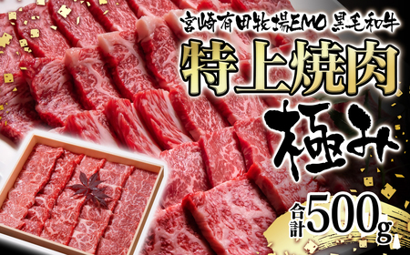 黒毛和牛 特上焼肉極み500g 宮崎有田牧場 EMO牛 国産牛肉[1.8-23]