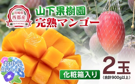[お中元]山下果樹園 完熟マンゴー2玉 合計900g[1.8-17]