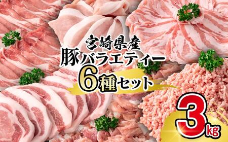 宮崎県産豚肉 6種 バラエティ3kgセット[1.6-41]小分け スライス 鍋 トンカツ 餃子等