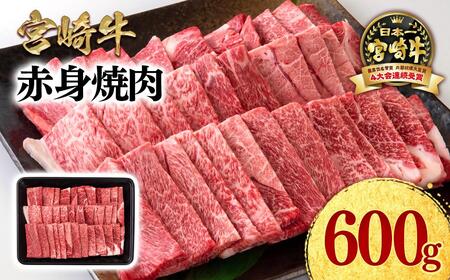 [11月発送]宮崎牛 赤身焼肉600g A4〜A5等級 ミヤチク BBQ 牛肉[1.2-73]●