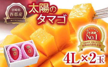 [先行予約]最高級ブランド『太陽のタマゴ』特大 4L×2個[糖度15度以上]宮崎県西都市産完熟マンゴー[3.5-20]2026年発送