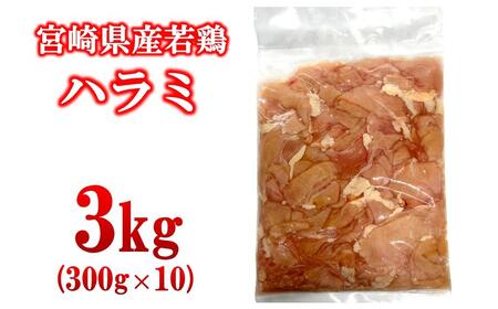宮崎県産若鶏 ハラミ 3kg 小分け 300g×10パック[1.5-237]