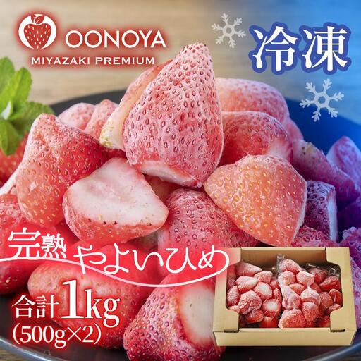苺大野屋 完熟瞬間冷凍苺 自然栽培苺やよいひめ 1kg(500g×2)[28-7a]
