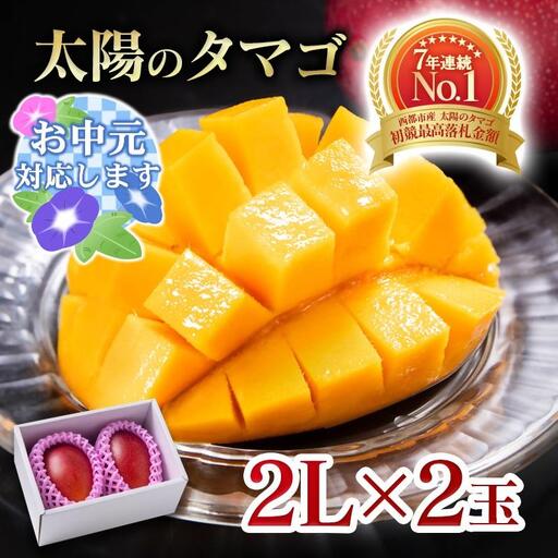 [お中元ギフト]最高級ブランド『太陽のタマゴ』2L×2個[糖度15度以上]宮崎県西都市産完熟マンゴー[68-1a]宮崎マンゴー 果物 フルーツ 甘い