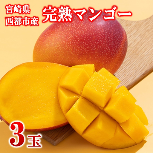 フルーツ専門店『南国フルーツ』厳選宮崎完熟マンゴー 3玉（計750ｇ）宮崎県西都市産＜73-4a＞