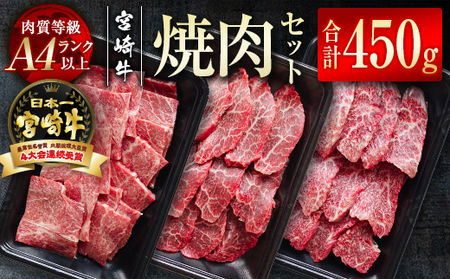 宮崎牛 焼肉セット450g 4等級以上 国産牛肉[1.5-205]