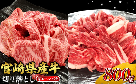 宮崎県産 黒牛 切り落とし 肩ロース バラ 800g(400g×2パック) 赤身 牛肉 切り落としセット 肉 お肉 牛 国産牛 食べ比べ セット 小分け 真空パック コスパ 冷凍 贈答 ギフト 人気 国産 えびの市 送料無料
