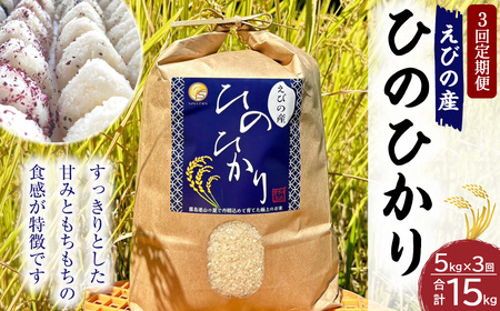 [令和7年産先行予約][2025年11月発送][3回定期便]米 ひのひかり 5kg 合計 15kg 九州 霧島 えびの産 ヒノヒカリ 発送直前に精米 農家 直送 お米 おこめ こめ コメ 白米 ふるさと納税 5キロ 九州 宮崎県 宮崎県 送料無料