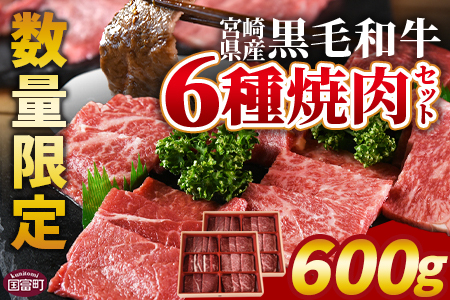 ＜宮崎県産黒毛和牛(経産)6種焼肉セット 600g＞1か月程度で順次出荷【 国産 黒毛和牛 牛肉 牛 精肉 焼き肉 焼肉 サーロイン リブロース 肩ロース ウデ モモ バラ 贈答品 ギフト 贈り物 グルメ ミヤチク 宮崎県 国富町 】【b0750_my_x1】