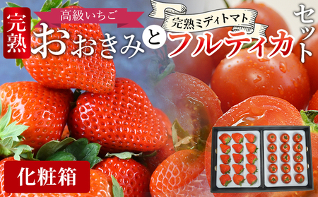 [高級いちご「おおきみ」と完熟ミディトマト「フルティカ」のセット (化粧箱入)] 2025年1月上旬から4月末迄に順次出荷[ 贈答用 化粧箱 ギフト 贈り物 贈答品 いちご イチゴ 苺 大粒 朝どれ 朝獲れ 完熟 産地直送 とまと トマト 完熟トマト ][b0866_sn]