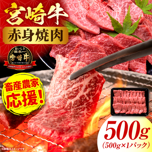 「畜産農家応援」 宮崎牛赤身(ウデorモモ) 焼肉 [500g]_kn085-012