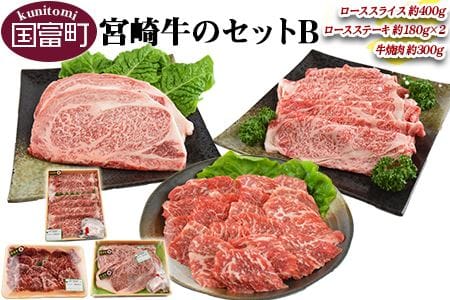 [宮崎牛のセットB]翌月末迄に順次出荷[ 国産 牛肉 上質 和牛 黒毛和牛 お祝い ロース ロースステーキ ローススライス 焼肉 つめ合わせ BBQ 食べ比べ ][a0147_sb]