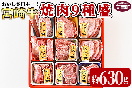 [宮崎牛焼肉9種盛(約630g)]翌月末迄に順次出荷[ 牛肉 和牛 黒毛和牛 肩ロース モモ ウデ 赤身 霜降り 国産 食べ比べ バーベキュー 食べ比べ ][a0479_em_x3]