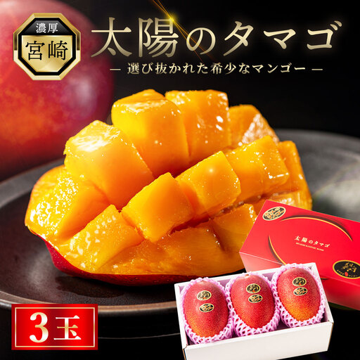 完熟マンゴー『太陽のタマゴ』３玉（約１kg）【JA綾町】_A0114-1011