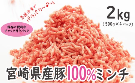 便利なチャック付きパック入り!宮崎産豚ミンチ 2kg[B459]