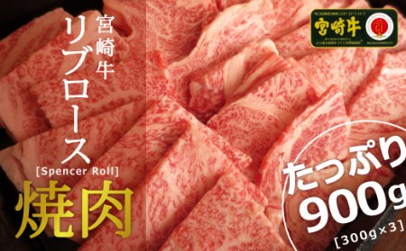 [宮崎牛]リブロース焼肉900g ※90日以内出荷[E116]