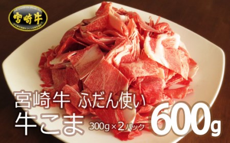 ＜宮崎牛＞牛こま肉 600g（300g×2パック）※90日以内発送【B447】	