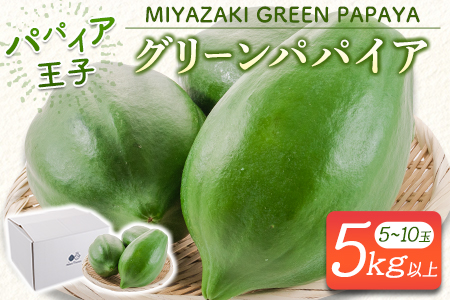 青パパイヤ 5kgセット 酵素の王様・健康万能野菜 パパイア王子厳選 宮崎県産[B686]