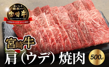 [宮崎牛 肩(ウデ) 焼肉500g] K18_0017_4