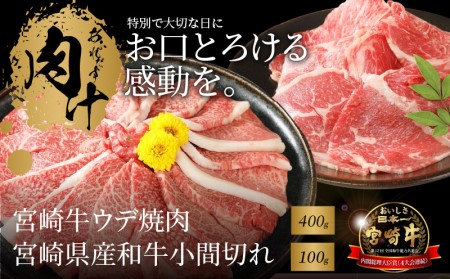 宮崎牛ウデ焼肉400g 宮崎県産和牛小間切れ100g K18_0025_5