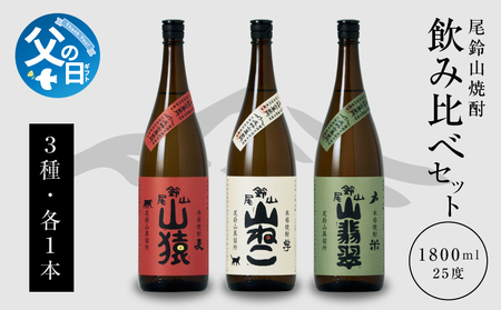 [父の日ギフト]『6月9日〜14日お届け』焼酎尾鈴山一升瓶(山猿1本・山翡翠1本・山ねこ1本) K09_0044_1